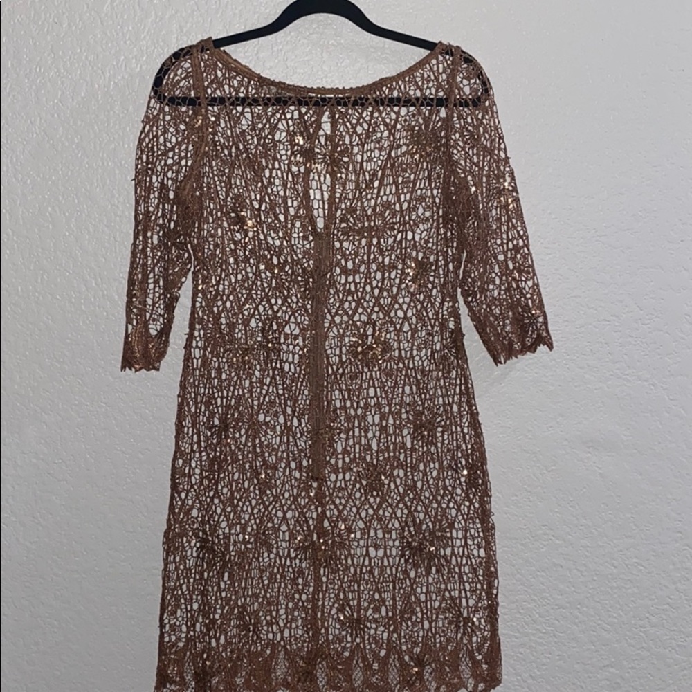Kay Unger lace sequins body cover up dress